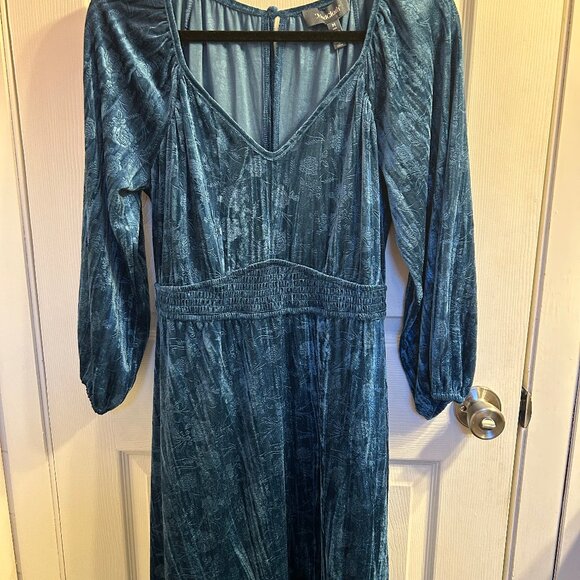 NWT Modcloth stunning teal velvet floral midi dress "Such a Love" - Picture 8 of 9